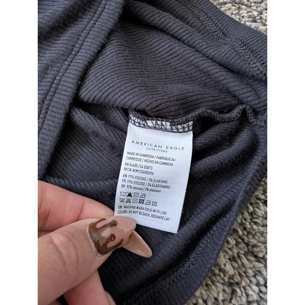 American Eagle Outfitters Ribbed Tank Top Soft Sexy Black‎ XS - Picture 2 of 4